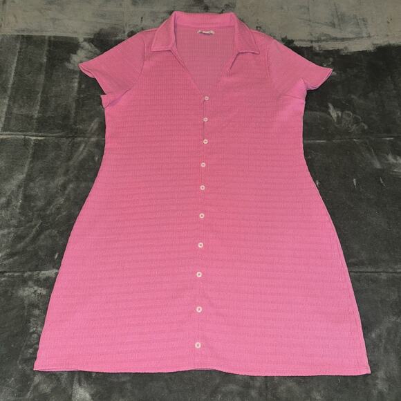 American Eagle AE Smocked Button-Front Polo Mini Dress Women's Plus Sz 2XL Pink - Picture 8 of 8